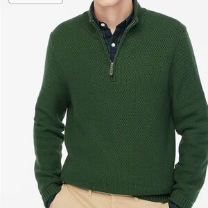 J crew championship green Cotton honeycomb knit half-zip